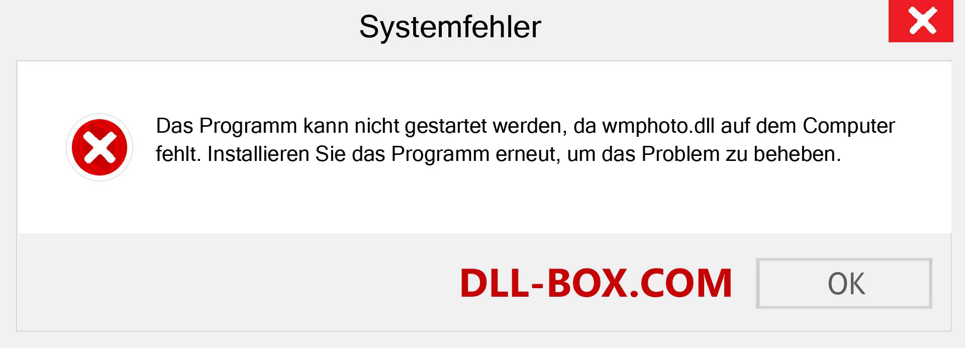 wmphoto.dll-Datei fehlt?. Download für Windows 7, 8, 10 - Fix wmphoto dll Missing Error unter Windows, Fotos, Bildern